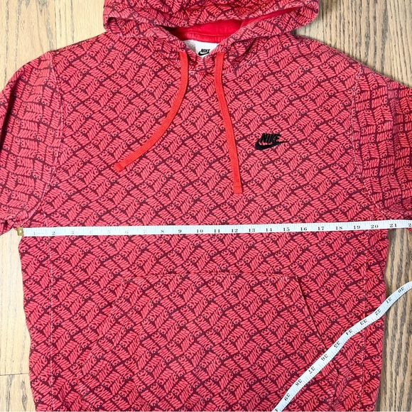 Nike Essentials Red All Over Print Pullover Hoodie Sweatshirt Size Small - Picture 14 of 16